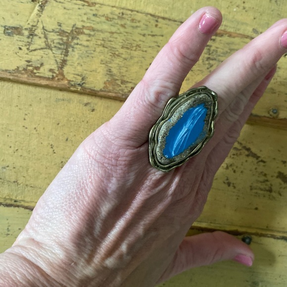 ASOS RING VINTAGE STYLE BOHO CHUNKY RING WOMENS L BRUSHED GOLD OVERSIZED - Picture 10 of 16